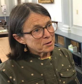 Rep. Jennifer Johnston, R-Anchorage, is the co-chair of the bicameral working group on permanent fund earnings. She spoke with reporters after the group's first meeting, June 12, 2019. (Photo by Andrew Kitchenman/KTOO and Alaska Public Media)