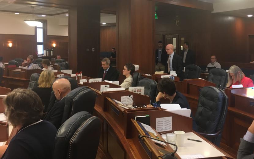 Rep. Jonathan Kreiss-Tomkins (D-Sitka) speaks in favor of capital budget funding and maintaining funding for separate accounts. The accounts fund areas like power cost equalization, medical education and vaccines. (Photo by Andrew Kitchenman/KTOO and Alaska Public Media)
