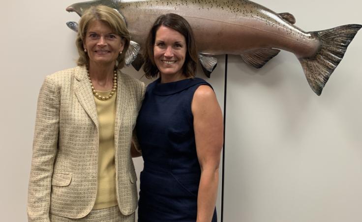 On her trip to Washington, D.C. in July 2019, Elizabeth Siddon met with Alaska Senator Lisa Murkowski. They talked about Siddon's research on Bering Sea fisheries and climate change. Siddon said the Senator "was really asking all the right questions and all the questions we're asking ourselves." (Photo courtesy of Elizabeth Siddon)
