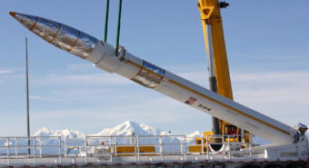 A ground-based interceptor missile is placed into position at the Missile Defense Complex in Fort Greely near Fairbanks.