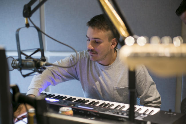 NPR Tiny Desk Contest winner Quinn Christopherson performs with Nick Carpenter on Juneau Afternon on Thursday, August 22, 2019. (Photo by Annie Bartholomew/KTOO)