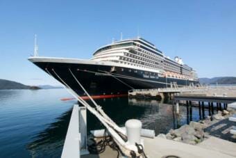 A Holland America cruise ship at the Halibut Point Marine Services dock in Sitka in 2016.