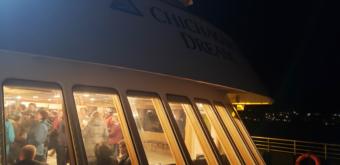 Alaska Travel Industry Association convention-goers schmooze aboard Alaskan Dream Cruises' Chichagof Dream in downtown Juneau on Oct. 9, 2019. The ship was one of several venues for the convention's community night.
