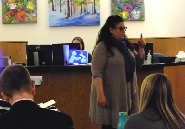Defense attorney Natasha Norris makes her closing arguments before the jury on Monday, Oct. 7, 2019 during the Laron Graham double homicide trial in Juneau Superior Court.