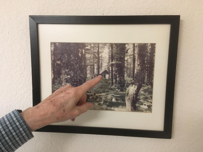 Bill Corbus describes his cabin that is located up Taku Inlet near Twin Glacier Lake and two glaciers known as the West Twin and East Twin. (Photo by Matt Miller/KTOO)