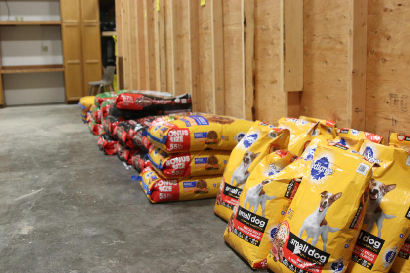 Plank is focusing on high demand goods like dog food. (KCAW Photo/Snider)