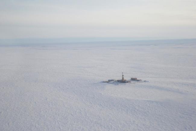 An aerial view of one of the exploration pads and wells that ConocoPhillips drilled during the 2018 exploration season at its Willow prospect. (Judy Patrick Photography / ConocoPhillips Alaska)
