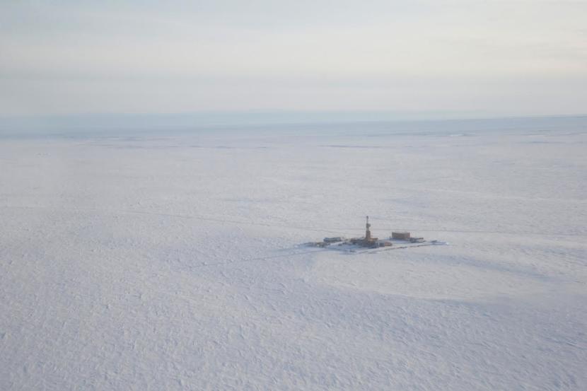 An aerial view of one of the exploration pads and wells that ConocoPhillips drilled during the 2018 exploration season at its Willow prospect. (Judy Patrick Photography / ConocoPhillips Alaska)