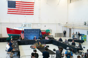 President Donald J. Trump participates in a roundtable on supporting America’s commercial fisherman Friday, June 5, 2020, at Bangor International Airport in Bangor, Maine. (Official White House Photo by Joyce N. Boghosian)