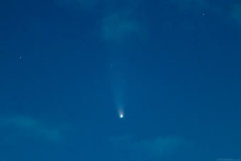 Comet C/2020 F3 (NEOWISE) "NEOWISE" seen from north Douglas at about 2am on Thursday July 16, 2020. Image has been adjusted to enhance contrast. (Photo by Mikko Wilson/KTOO)