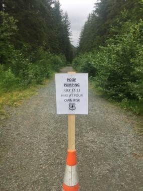 This sign was posted near the head of the Windfall Lake Trail in Juneau on July 12, 2020. 