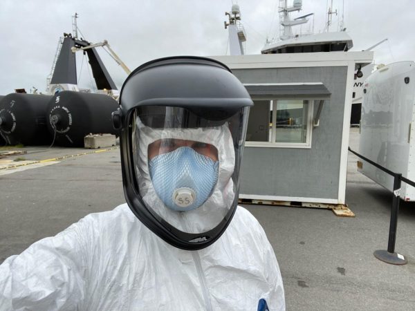 Medical worker in full protective equipment 
