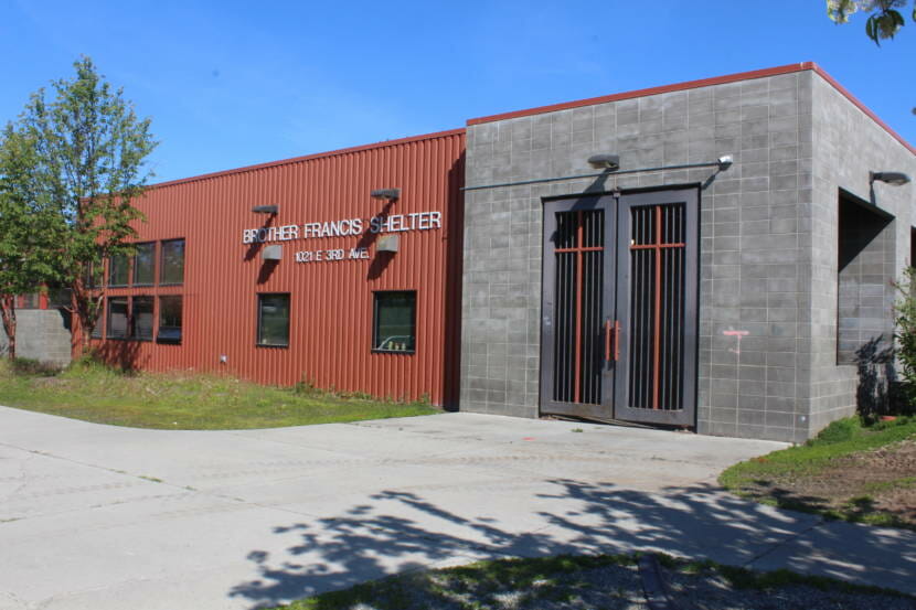 The Brother Francis Shelter in July, 2020. The shelter has been operating at about half of its normal capacity due to the COVID-19 pandemic and is currently able to house 114 people. (Lex Treinen/Alaska Public Media)