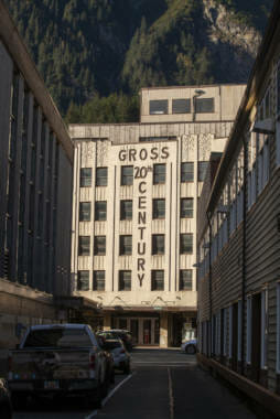 The sunset illuminates downtown’s 20th Century Gross Theater on Saturday, September 5, 2020, in Juneau, Alaska. (Photo by Rashah McChesney/KTOO)