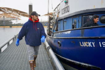 The F/V Lucky Island is docked Friday at Carl E. Moses Harbor on the Aleutian Island of Unalaska.