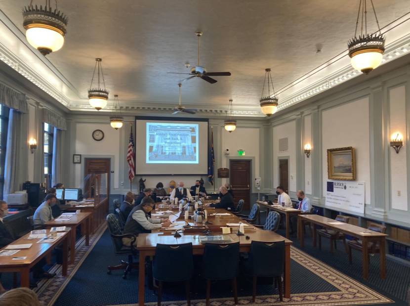 Senate Finance Committee members meet on March 4, 2021, in the Alaska State Capitol in Juneau. (Photo by Andrew Kitchenman/KTOO and Alaska Public Media)