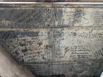 Many of those who reached the bus left messages addressed to McCandless and their fellow "pilgrims." (Photo courtesy Tim Ellis/KUAC)