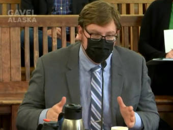 Legislative Finance Division Director testifies to the Alaska Senate Finance Committee on Sept. 8, 2021, in the Alaska State Capitol in Juneau. (Gavel Alaska screen capture)