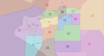 The Alaska Redistricting Board adopted this map for the Anchorage districts in the House of Representatives on. Board member Nicole Borromeo drew the Anchorage map. The board also voted 4-1 to adopt a statewide House map on Nov. 5, 2021. The numbers may be changed on Monday. (Screen capture of Alaska Board of Elections website)