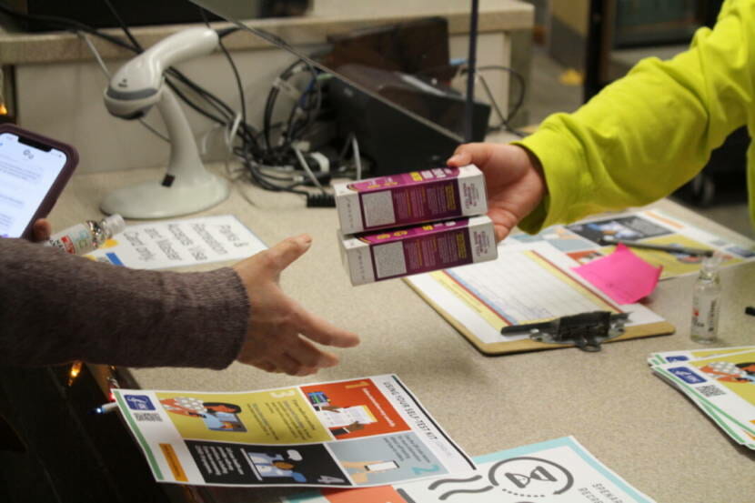 The Anchorage Health Department had distributed 2,000 test kits to the Fairview and Spenard Rec Centers by Wednesday, Dec. 29, 2021, in Anchorage, Alaska. (Lex Treinen/Alaska Public Media)
