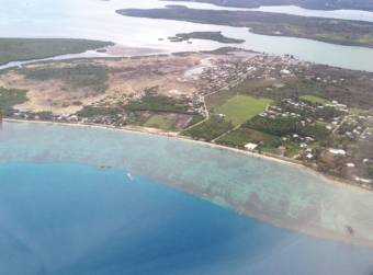 An aerial view of the very flat coastal landscape 