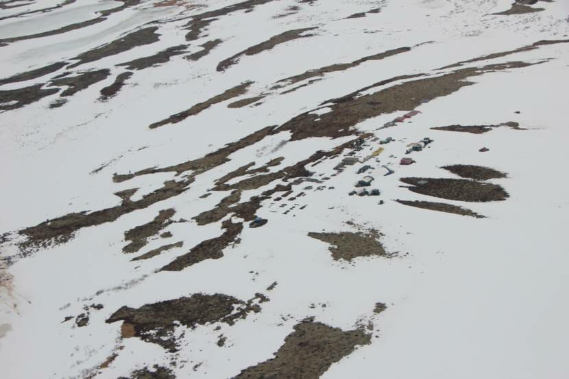 Buildings at the proposed Pebble Mine site. April 8, 2019. (Photo by Izzy Ross/KDLG)