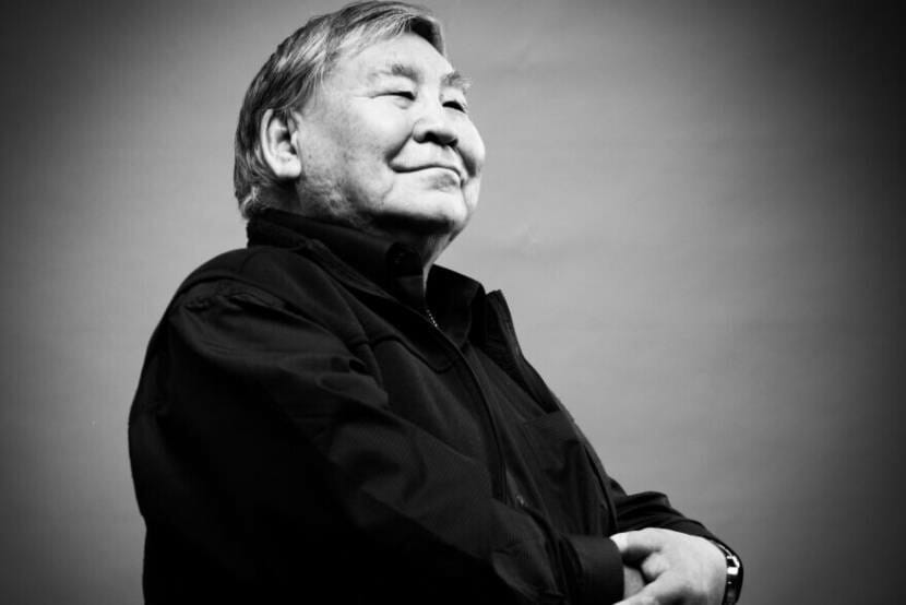 A formal, black-and-white portrait