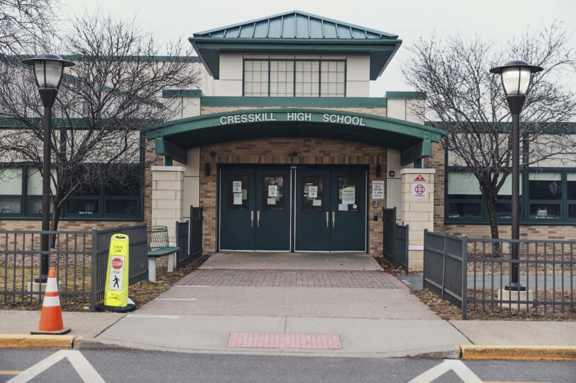 The front of a high school