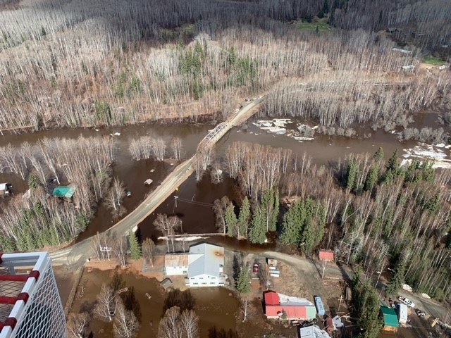 An aerial photo of flooding at Manley Hot Springs