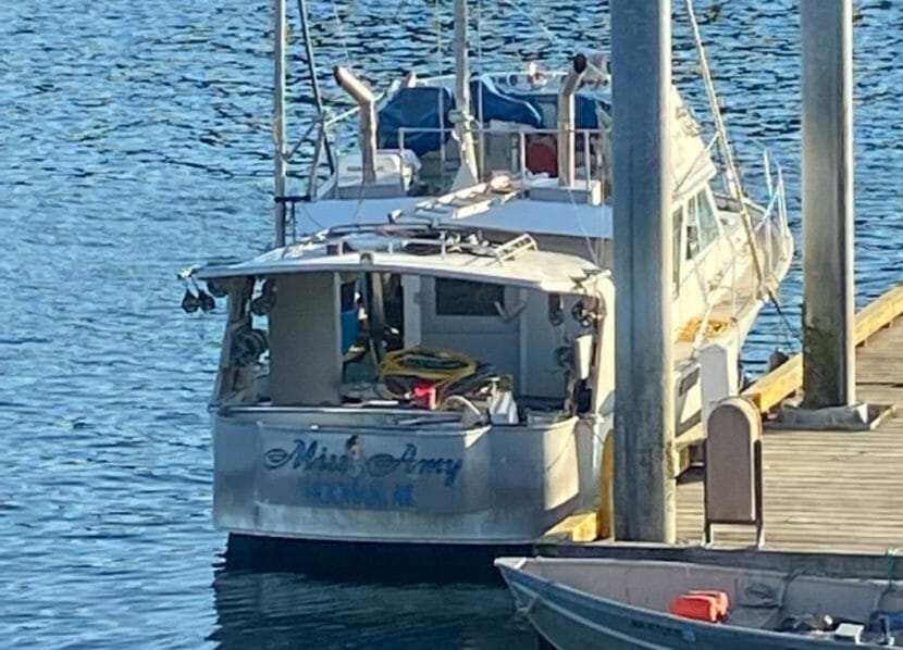 The Miss Amy tied to a dock