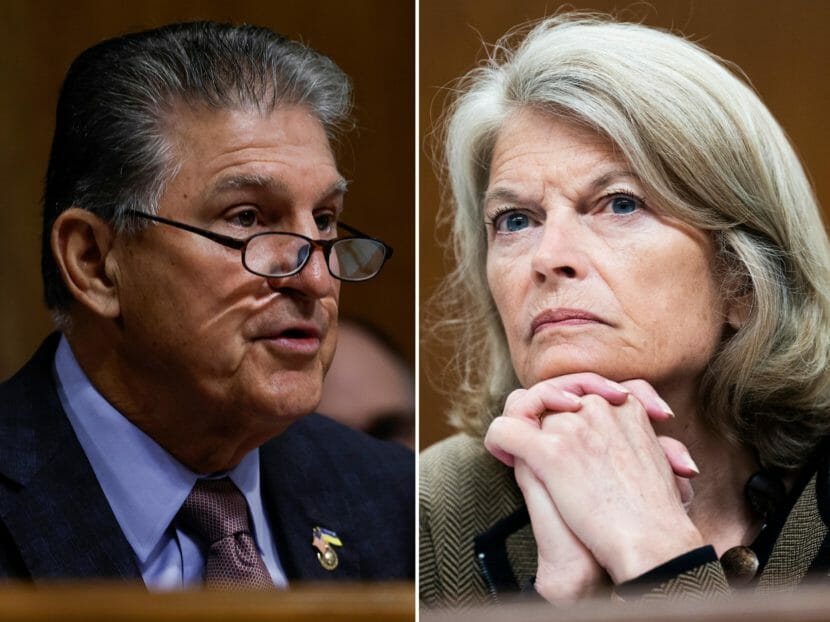 Two photos, one of Joe Manchin and one of Lisa Murkowski