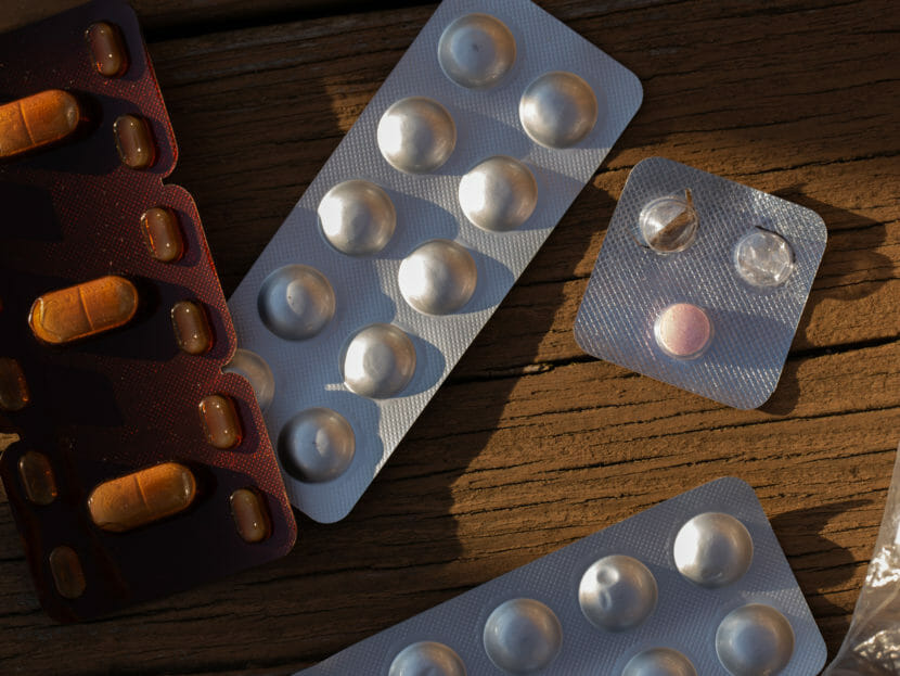 blister packs of pills on a table
