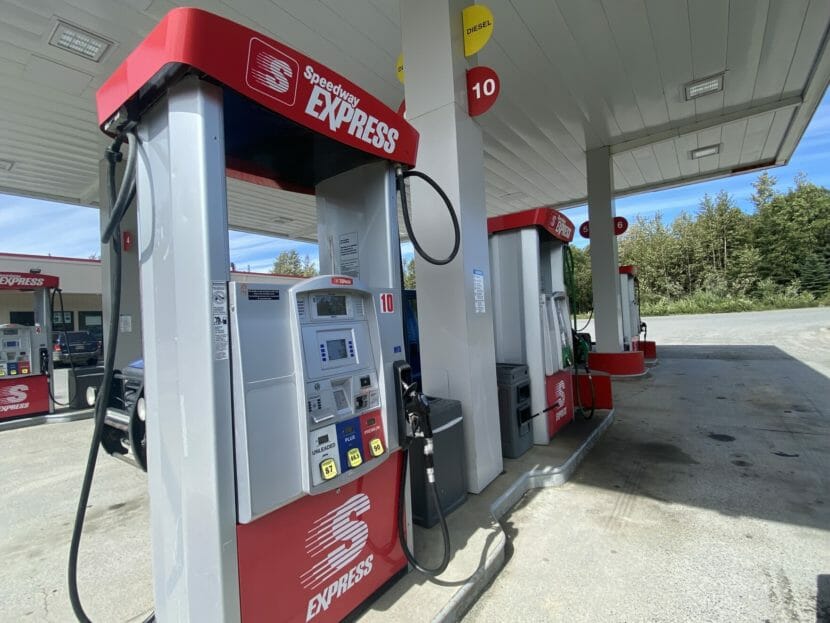 Gas pumps at an S Express gas station