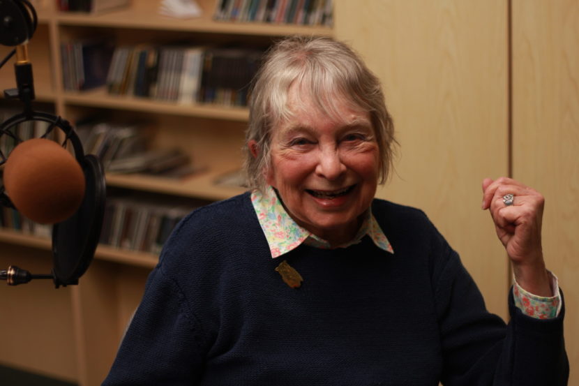 Lael Morgan photographed in a radio studio