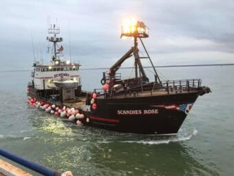 A photo of the Scandies Rose, taken from another boat.