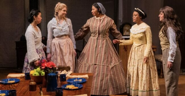 Perseverance Theatre’s production of Little Women has the costumes and trappings of the Civil War era, but a totally modern twist in Kate Hamill’s adaptation of Louisa May Alcott’s classic.