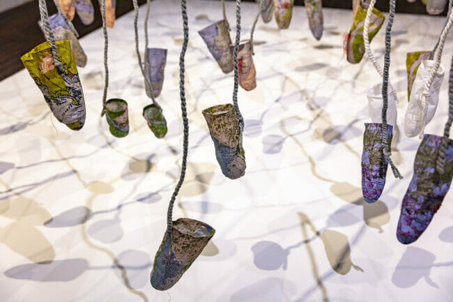 A photo of Idiot Strings, Credible (detail 4) by Sonya Kelliher-Combs (photo courtesy of Alaska State Museum)