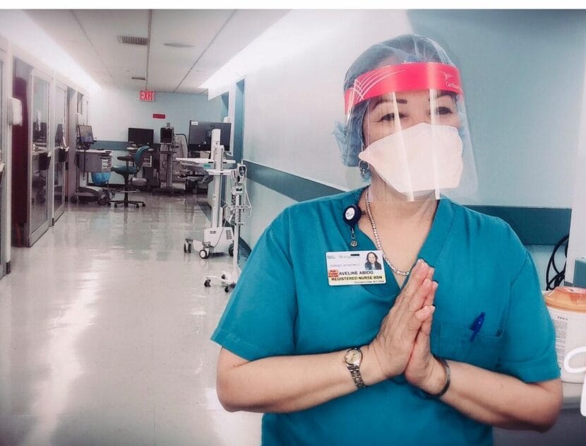 Nurse Aveline Abiog working at a hospital during the COVID-19 pandemic