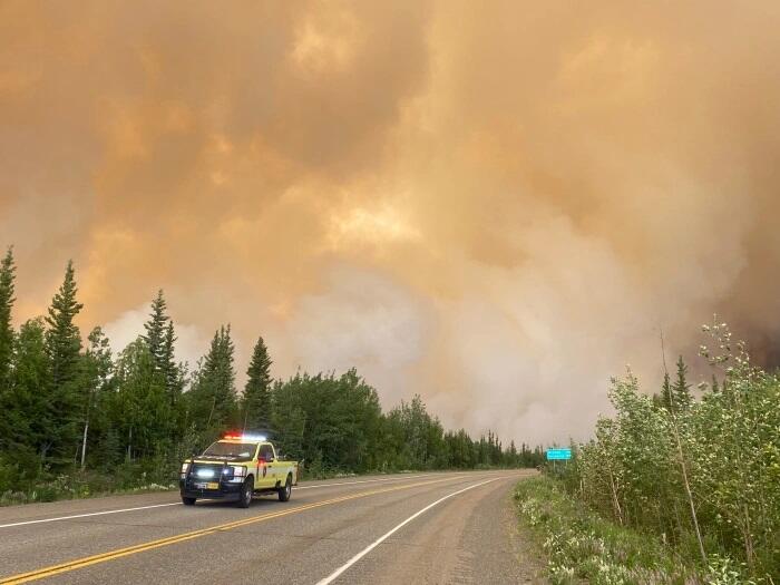 Smoke from the Bear Creek Fire near Mile 270 of the Parks Highway on Saturday, June 21, 2025.