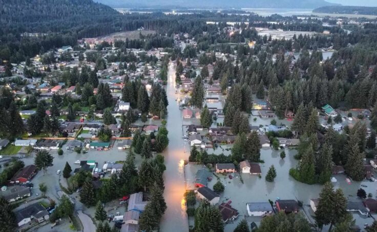 The record-breaking 2024 glacial lake outburst flood in the Mendenhall Valley. (Photo courtesy of Rich Ross)