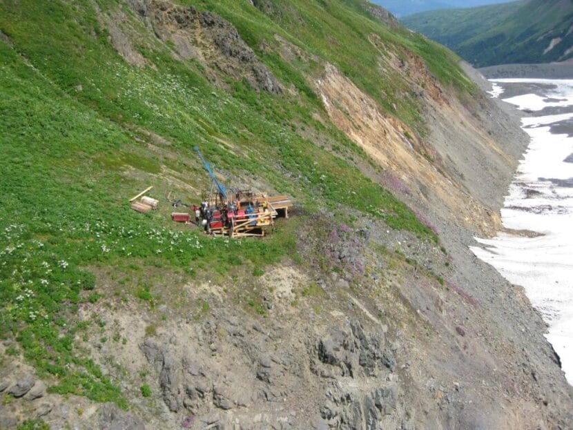 A drill site at the Palmer Project north of Haines.