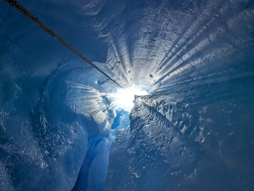 A dry moulin that Tuttle descended to search for Pozzobon. (Photo courtesy of Jonathan Tuttle)