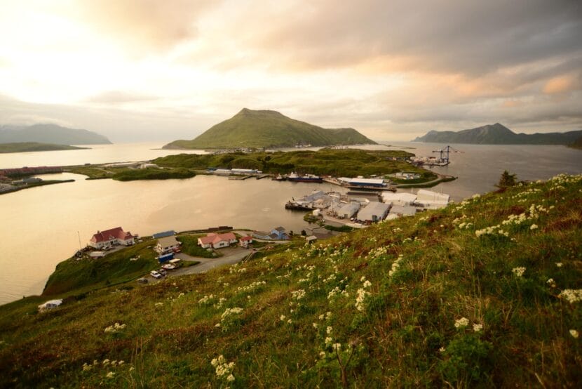 Landscape with port in background