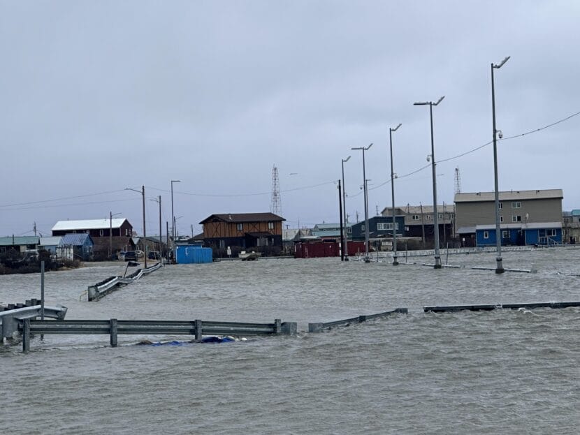 Flooded roads near Kotzebue's dock on Wednesday afternoon.