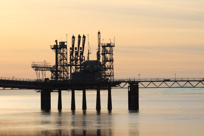 The sun sets behind Marathon Petroleum Corportation's Kenai LNG Terminal on Thursday, Feb. 6, 2025 in Nikiski, Alaska.