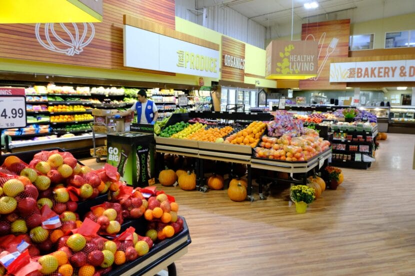 The produce section of a grocery store