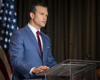 Secretary of Defense Pete Hegseth on April 9, 2025.