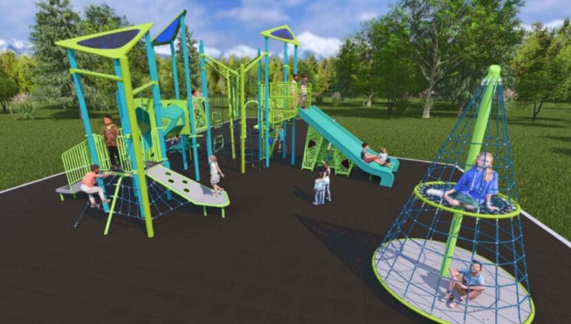This is a design rendering of the Dzantik’i Heeni campus playground. (Courtesy/Juneau School District)