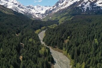 The Baby Brown and Glacier Side timber areas, left, are south of Glacier Creek, a main tributary to the Klehini River.