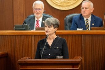 Alaska Supreme Court Chief Justice Susan Carney delivers the State of the Judiciary address to the Alaska Legislature on Feb. 11, 2026.